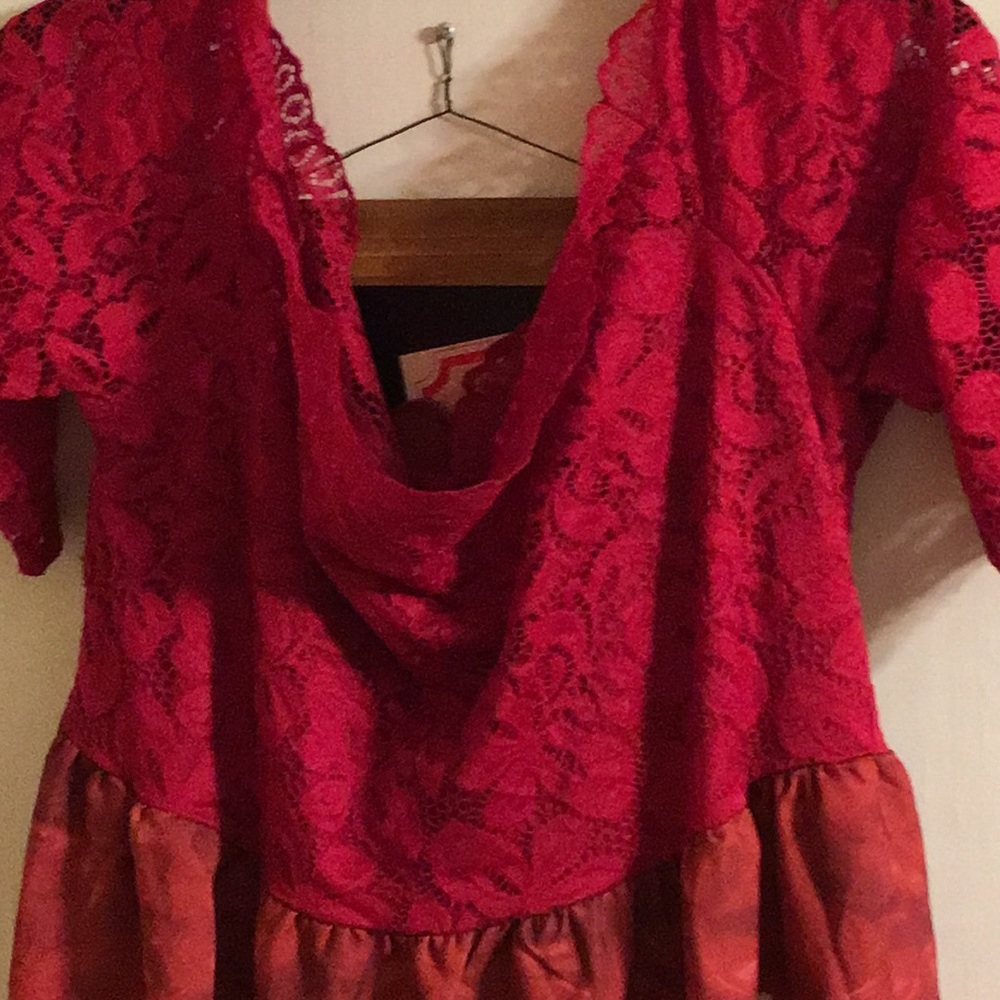 Rosegal Red Lace Midi Dress